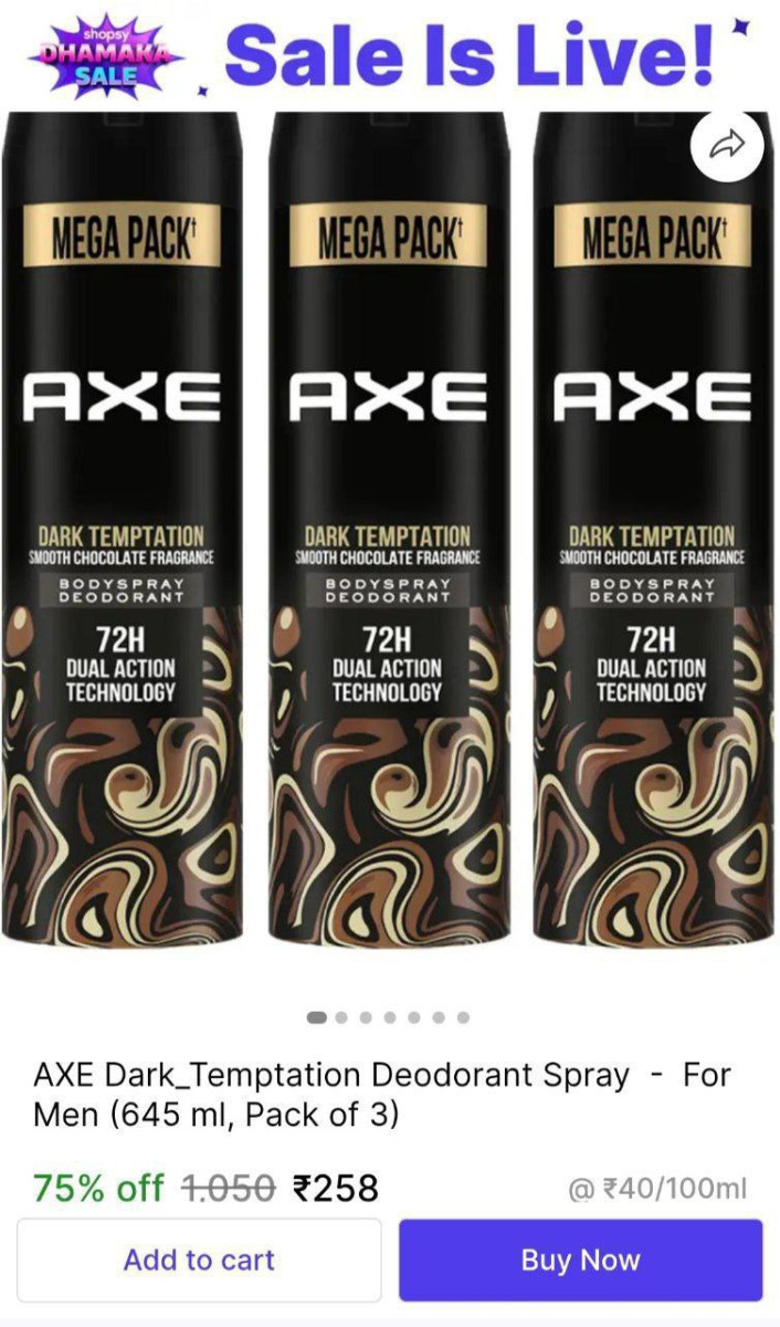 Fast Back 258 Axe New Pack Deodrant 645 Ml Pack Of 3