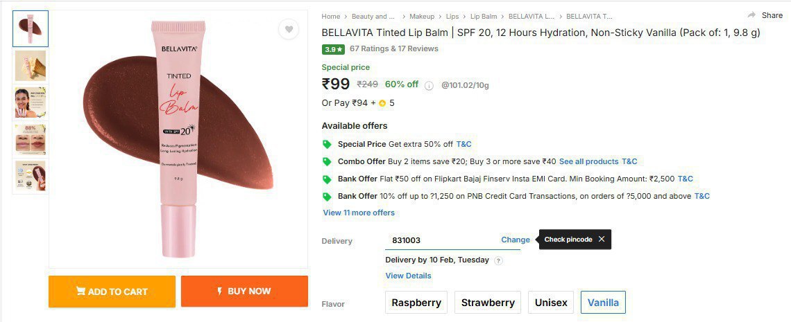 Bellavita Tinted Lip Balm With Spf20 99 Click Here To Join All Deals