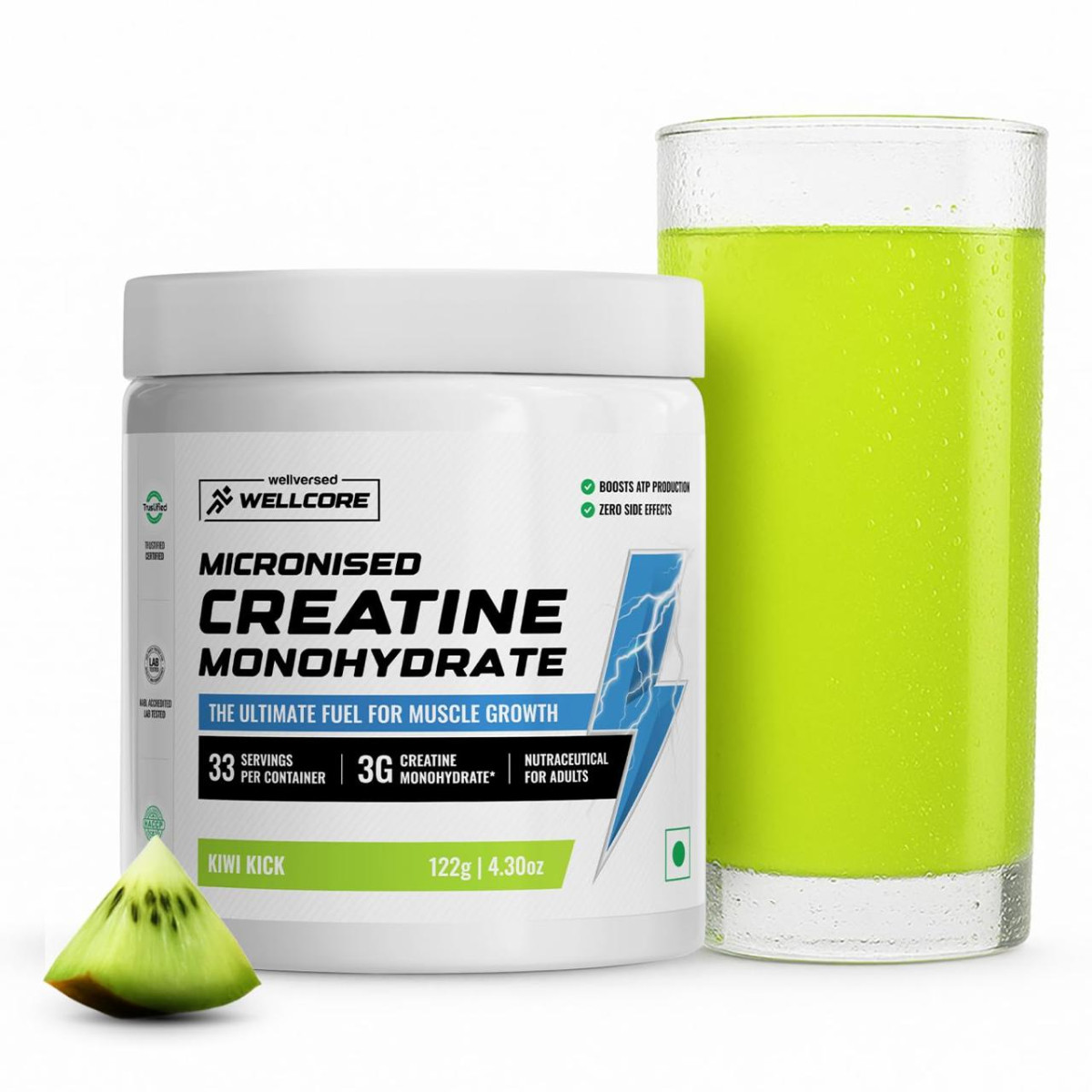 Wellcore Pure Micronised Creatine Powder (33 Servings Kiwi Kick) 509