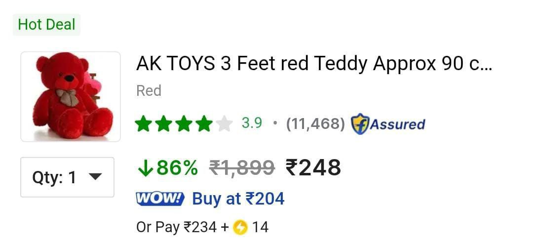 One More Teddy Bear (3 Feet) 248 More Deals Click Here Must Read