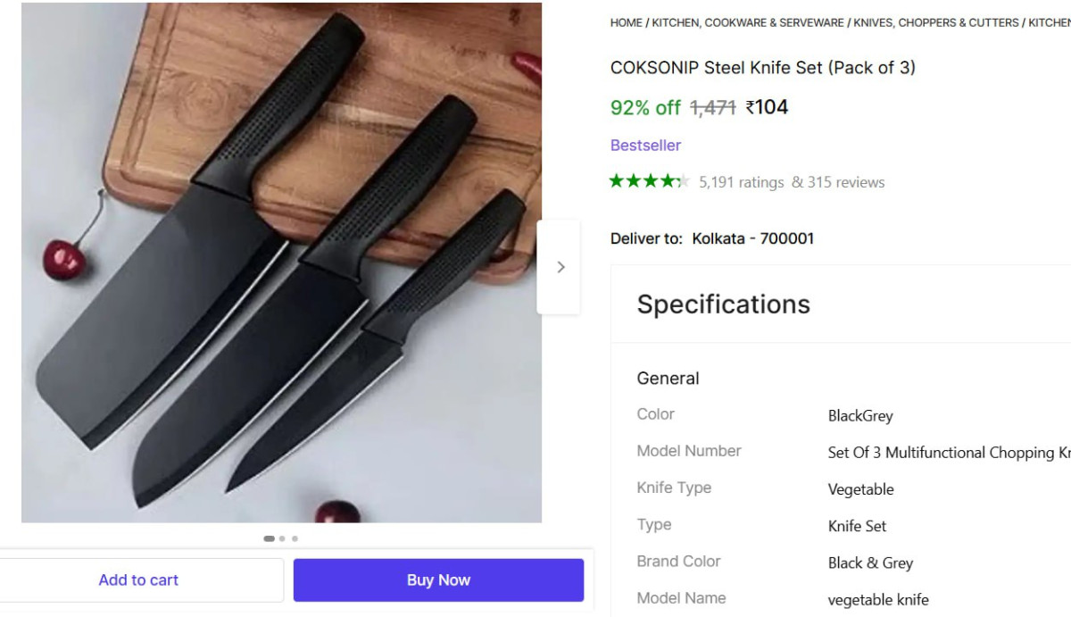 Loot Steel Knife Set (pack Of 3) 104