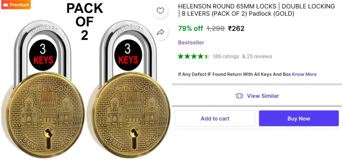 Pack Of 2 Lock With 3 Key At 262 More Deals Click Here Must Read