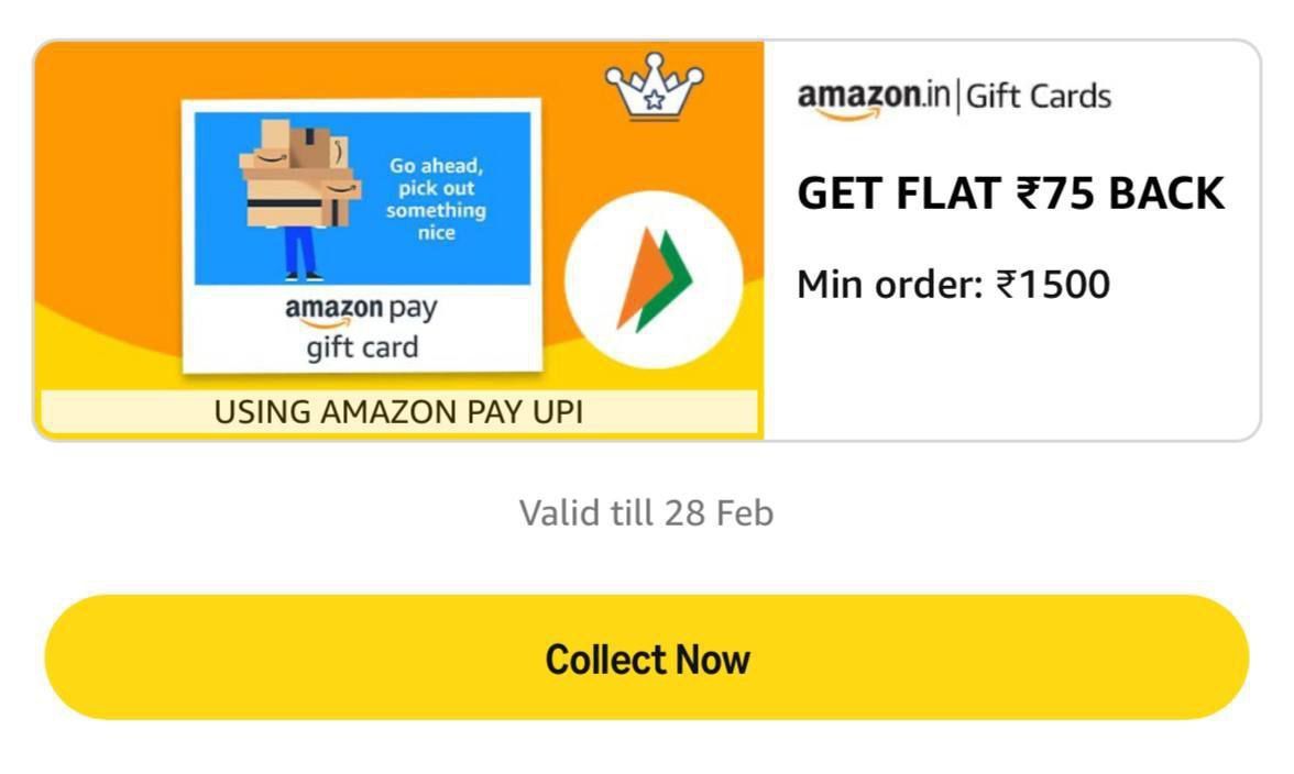 Amazon One More Gift Card Offercollect Get 75 Cashback On 1500 Amazon Gift 