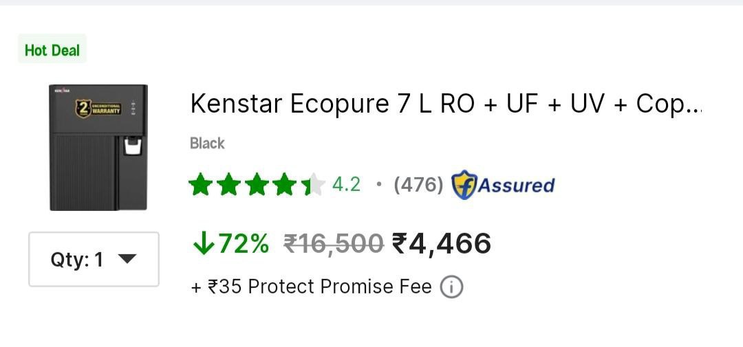 - Kenstar Water Purifier At Rs 4466 -