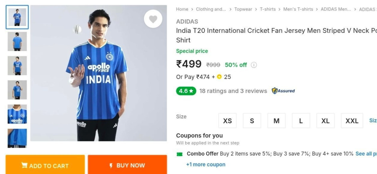 Adidas Indian T-20 Jersey At 499regular 999
