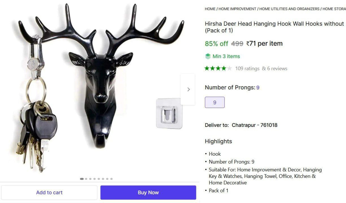 Deer Head Hanging Hook 71