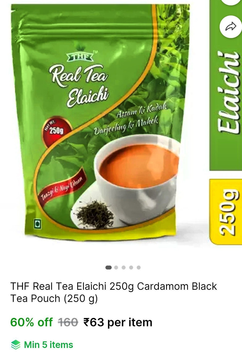 Grab Elaichi Tea Pouch 250gm At 63 Minimum Buy 5 Quantity
