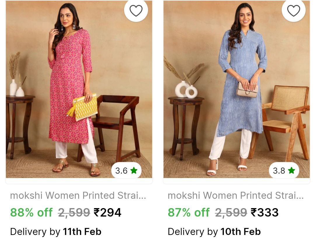Flipkart Mokshi Women Kurta 88 Link
