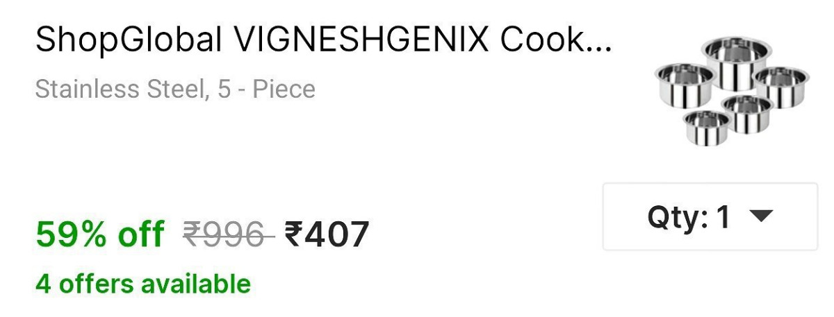 Cookware Set Of 5 At 407