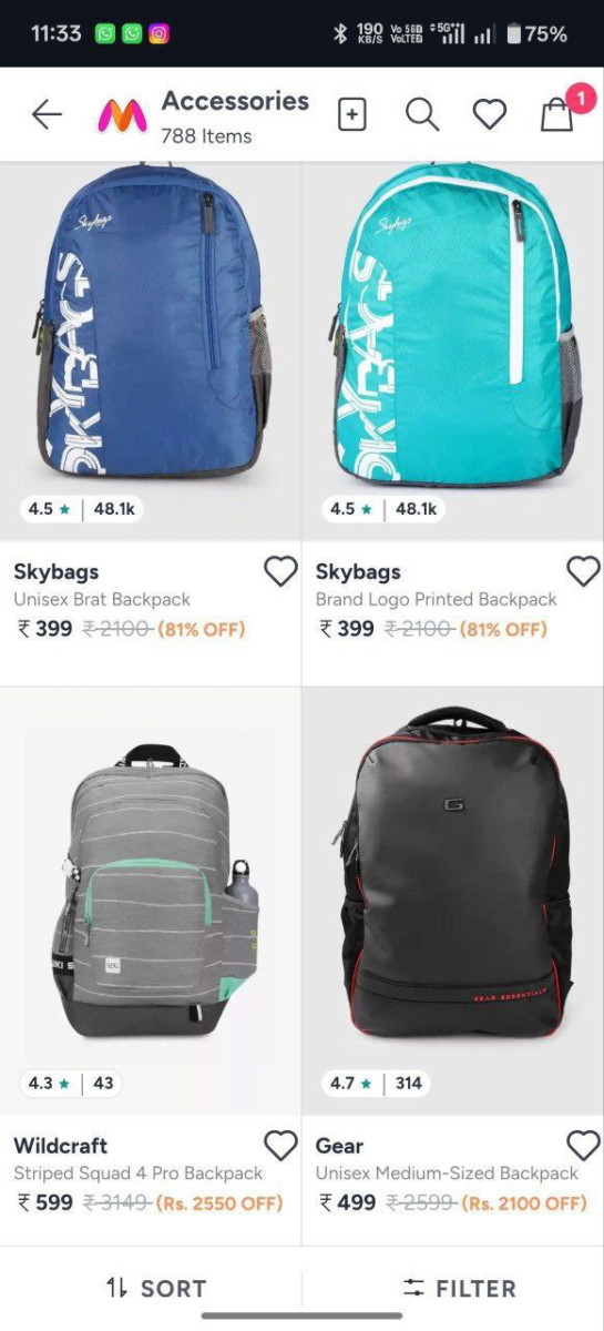 Skybags Backpack Loot 80 Offsort By Discount