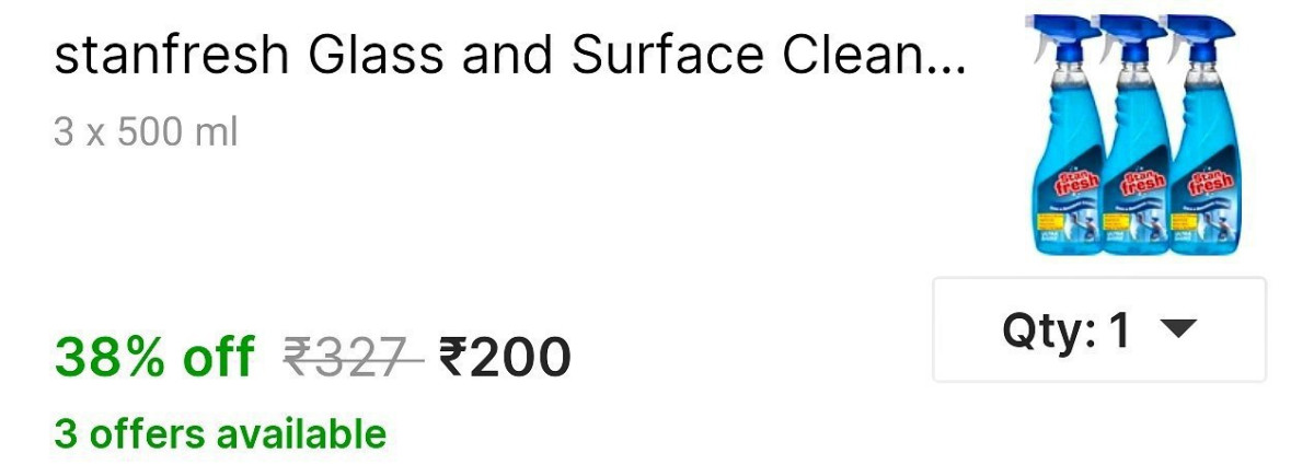 Glass And Surface Cleaner Liquid Spray Pack Of 3 200