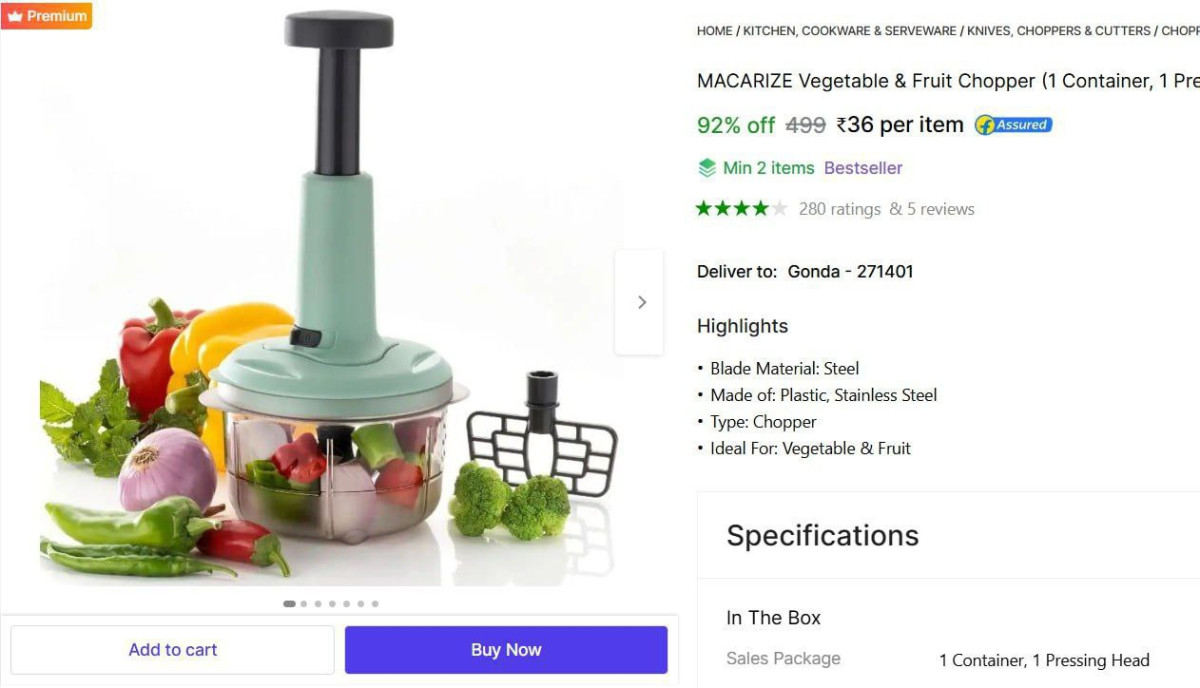 Grab Vegetable Chopper 36min Buy 2 Qnty
