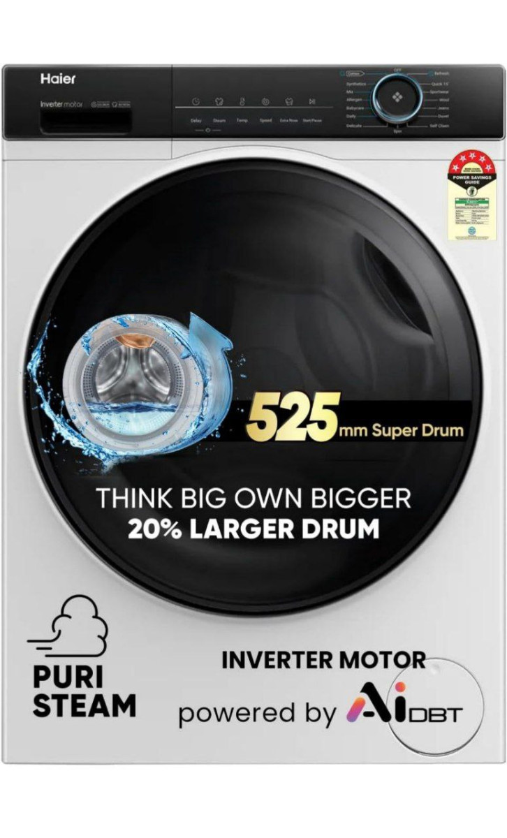 Haier 8 Kg 5 Star Powered By Ai-dbt With Puristeam 525mm Super Drum Fully A