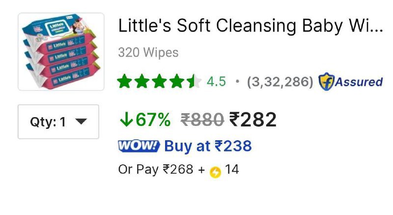 Loot Little S Soft Cleansing Baby Wipes (320 Pcs) At 282 Get Extra 75 On Pu