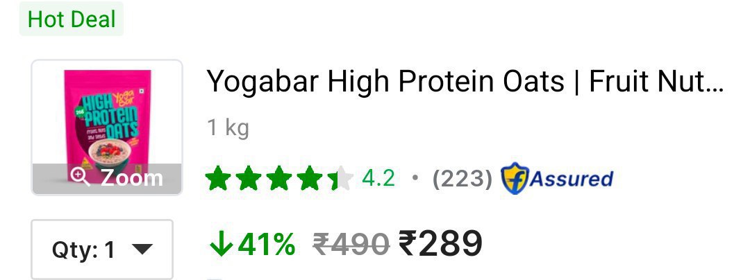 Yogabar 26g High Protein Oats 1kg Fruits Nuts And Seeds At Rs 289 Click Her