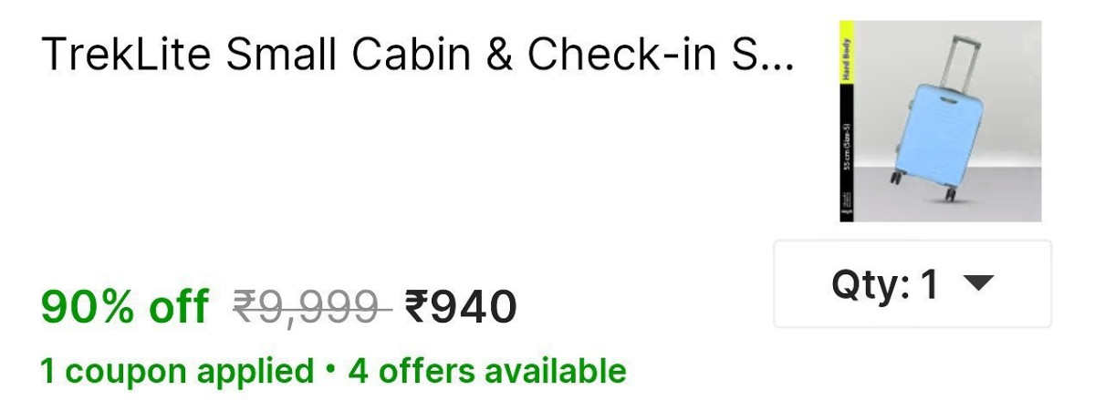 Loot Fast Treklite Small Size Luggage At 940