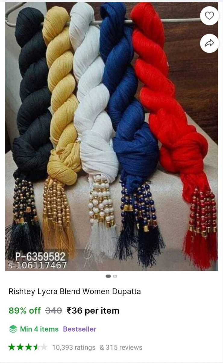Women Dupatta 36 Check Min Buy Quantity