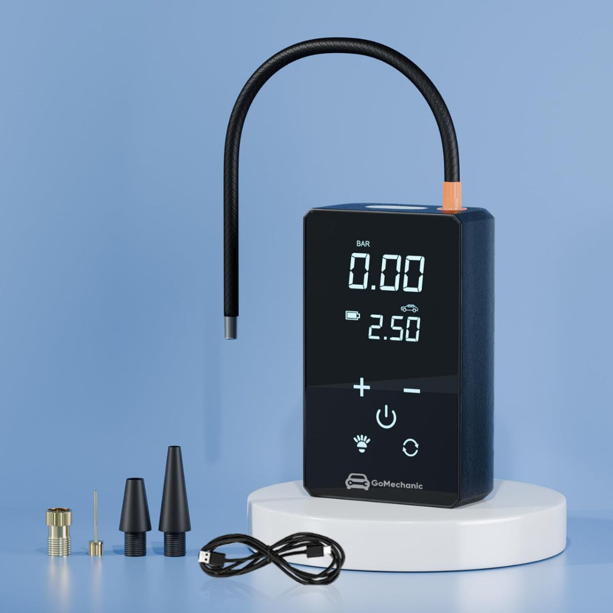 899gomechanic Wireless Tyre Inflator For Car Bike 150 Psi 3000 Mah Battery