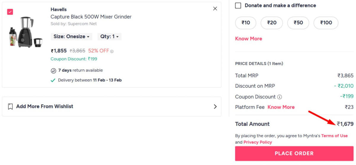 Myntra Havells 500w Mixer Grinder 3 Jars At 1678 Apply Coupon Insiderhome