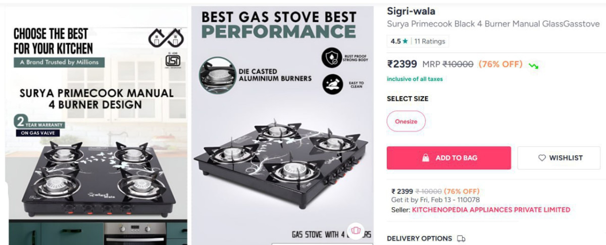 Myntra Surya Primecook Black 4 Burner Manual Glass Gas Stove At 76 Link Cli