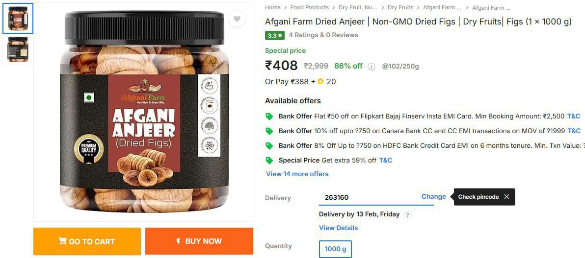 Lowest Dried Anjeer 1 Kg 408