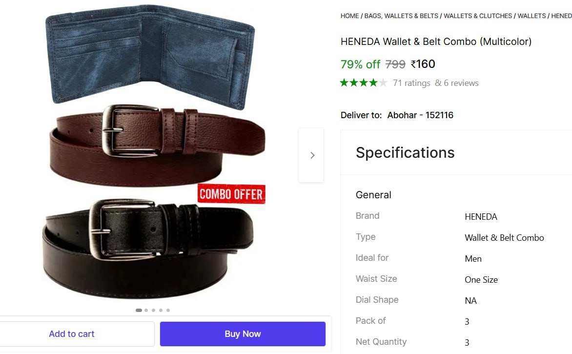 Wallet Belt Combo (pack Of 3) 160