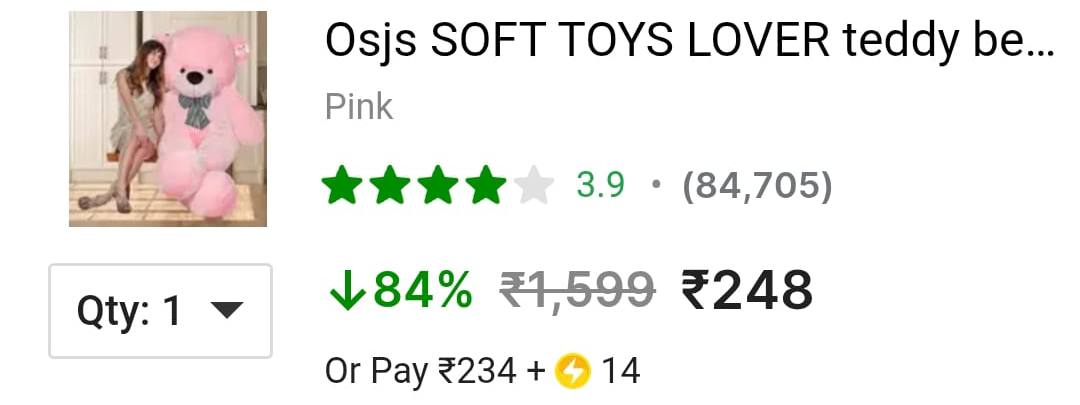 Grab Osjs Lover Teddy Bear 3ft 248