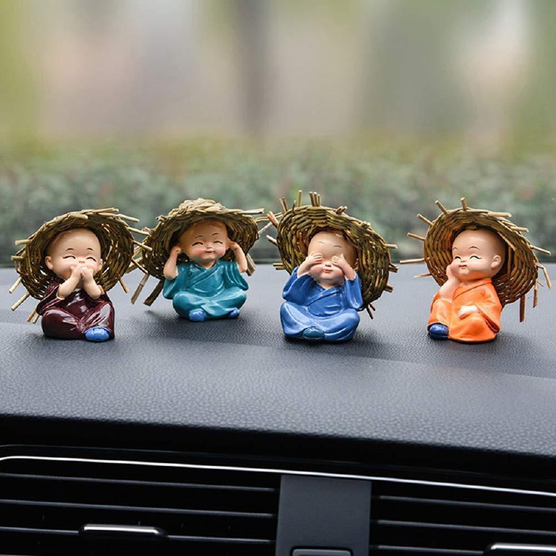 Baby Hat Monk Buddha Idols Standard Multicolour 4 Pieces-car Dashboard 251