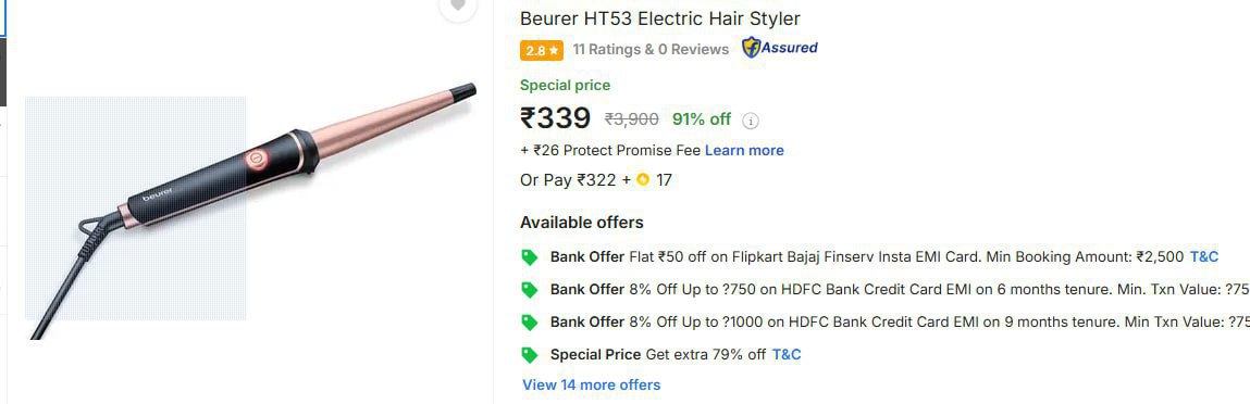 - Beurer Ht53 Electric Hair Styler At Rs 339