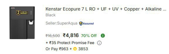 - Kenstar Ecopure 7 L Ro At Rs 4816
