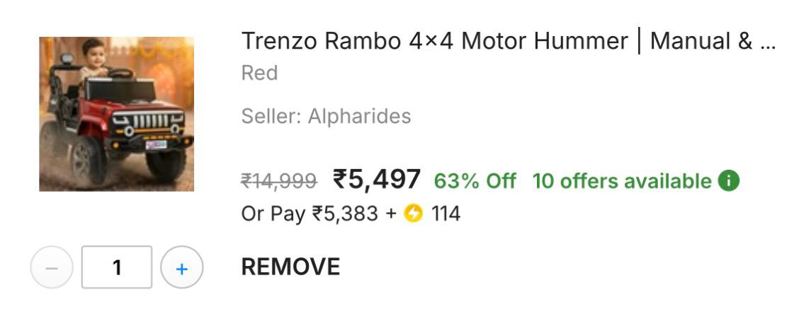 Grab Trenzo Rambo 4x4 Ride On Jeep 5497