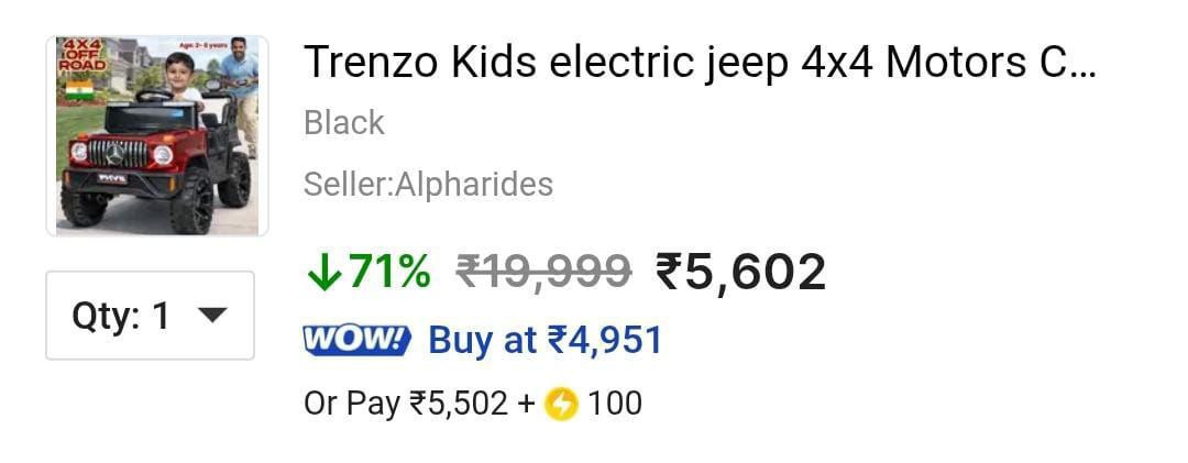 Grab Kids 4x4 Electric Jeep Ride On Car 5602