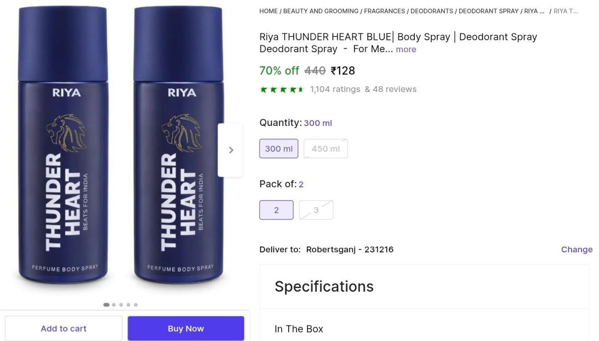 Men Deodorant (300ml Pack Of 2) At 128 More Deals Click Here Must Read
