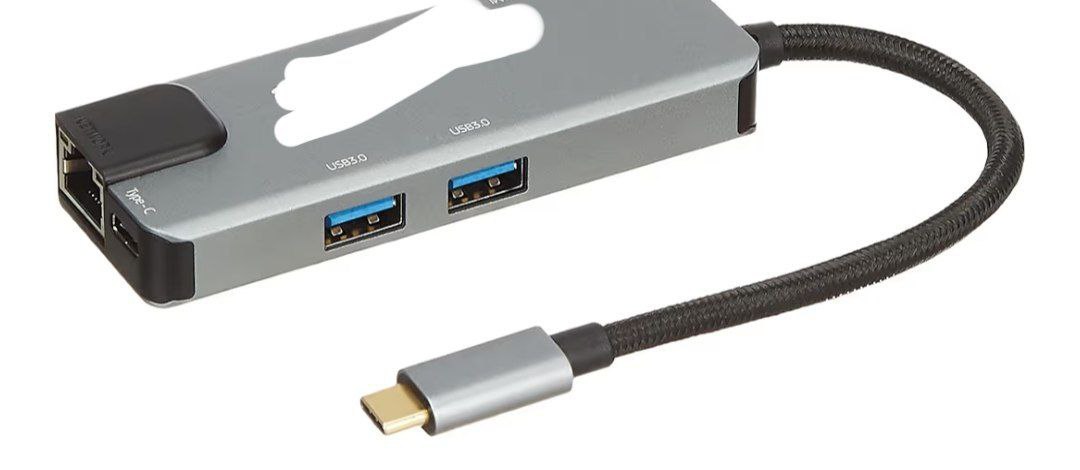 Grabamazon Basics 6-in-1 Usb C Hub Multiport Adapter With Lan Hdmi Type - C