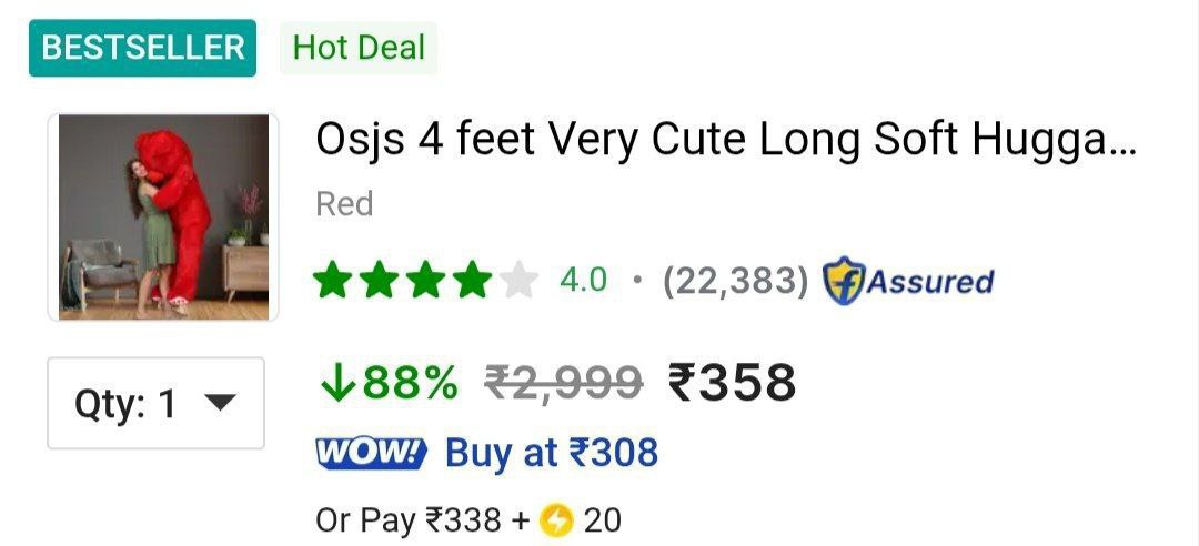 Grab Huggable Teddy Bear (4 Feet) At 358