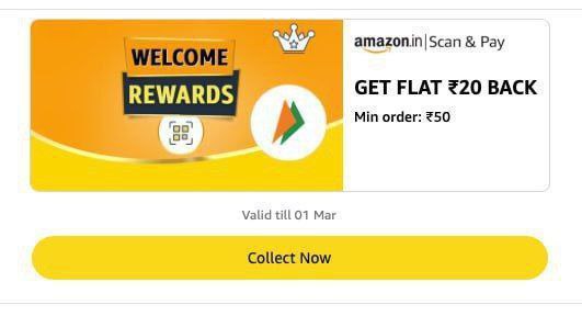 Amazon - Scan Pay 50 Get Flat 20 Backuser Specific Check In Your Account