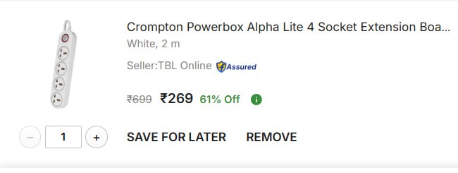 Crompton Powerbox Alpha Lite 4 Socket Extension 269