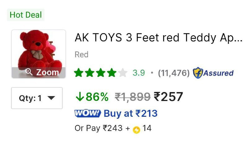 Teddy Bear (3 Ft) Rs 257
