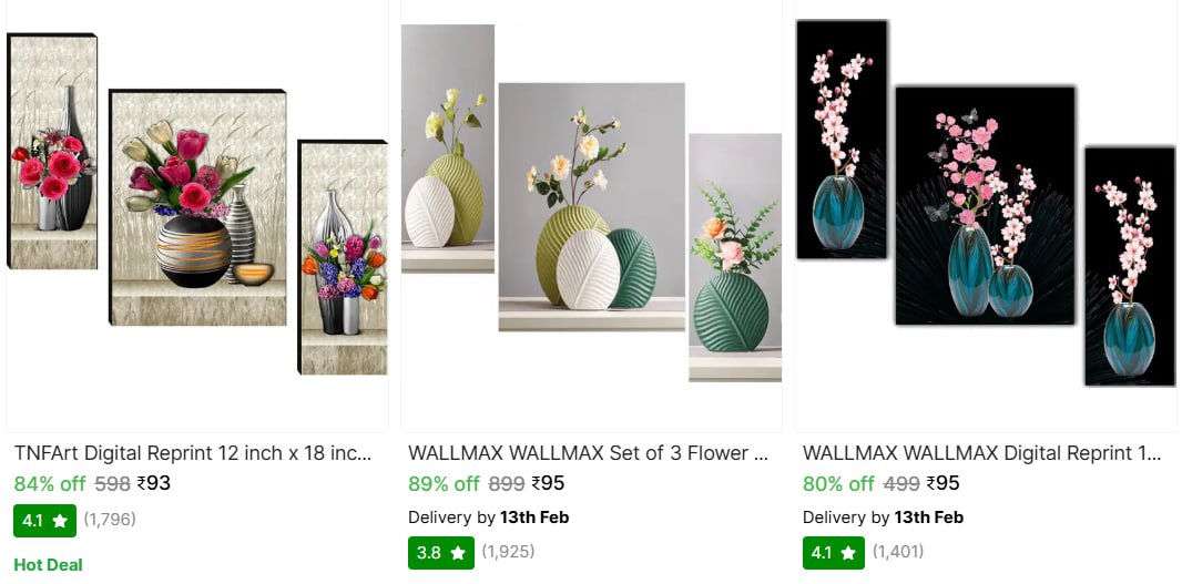 Wall Painting Pack Of 3 From 93