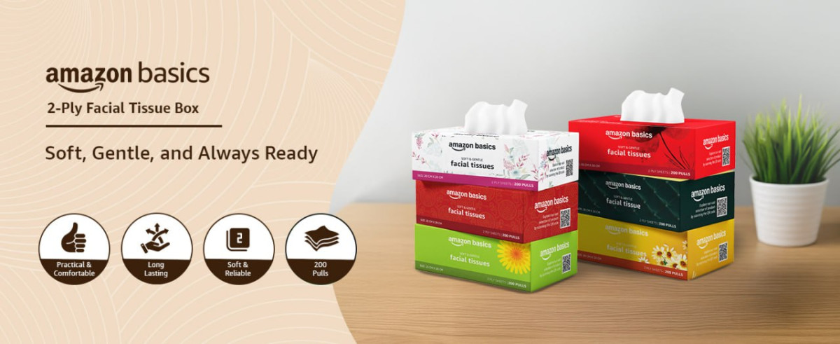 Amazon Basics 2 Ply Facial Tissue Box 1200 Pulls 245
