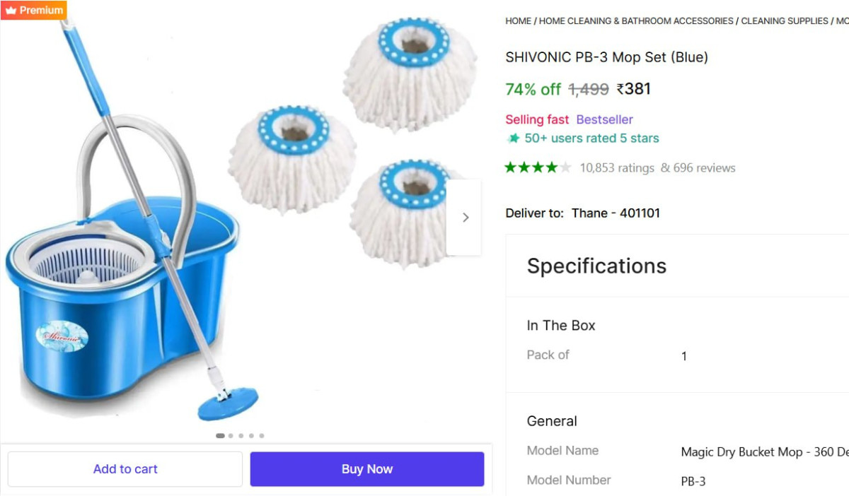 Spin Mop With Set Of 3 Washer 381