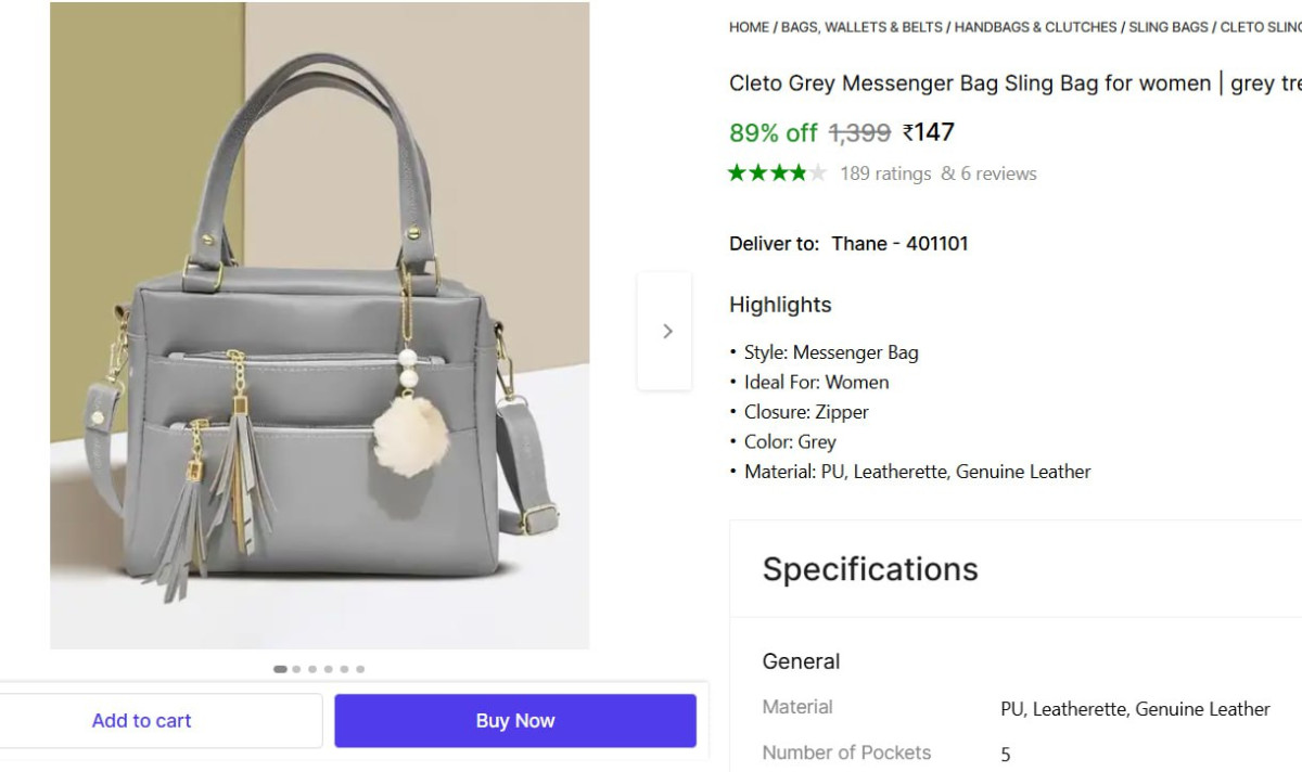 Grey Messenger Bag 147