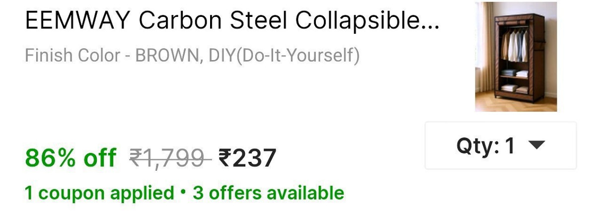 Fast Carbon Steel Collapsible Wardrobe (diy) At 237