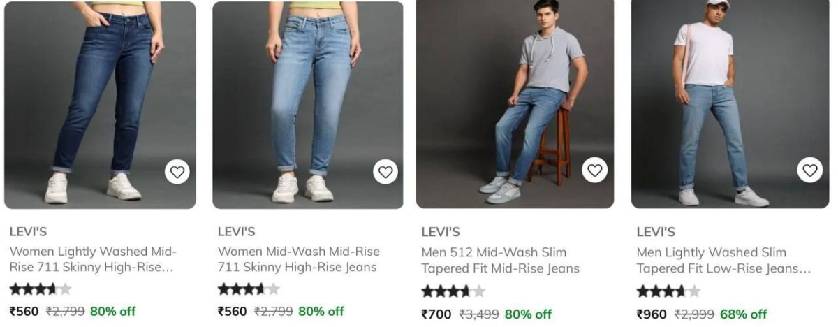 Ajio Loot 80 On Levis Clothing Women S Jeans From 560 Men S Jeans From 700 