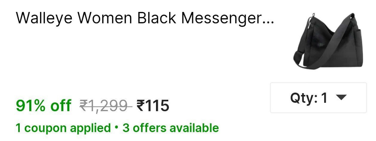 Women Black Messenger Bag At 115