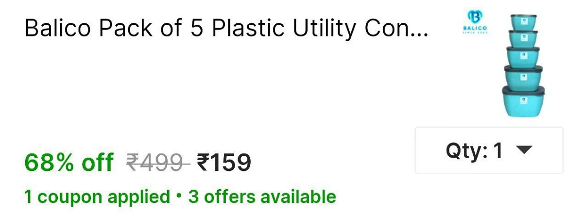Grab Pack Of 5 Plastic Utility Container At 159