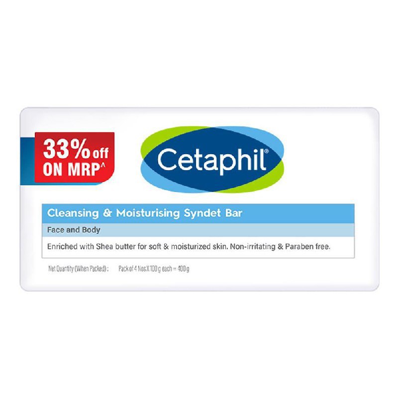 Cetaphil Cleansing Moisturizing Syndet Bar 4x100gm 284