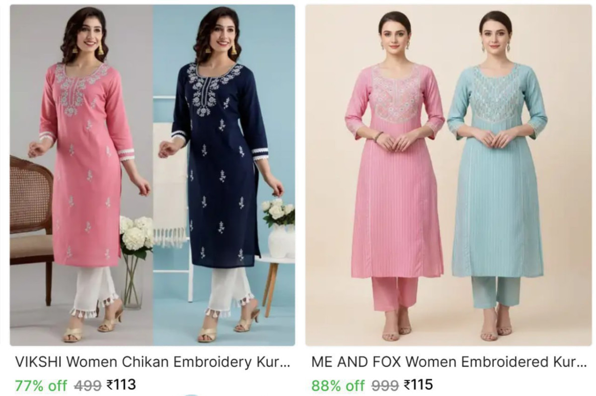 Women Chikan Embroidery Kurta 113 115 Min 2 Qty Buy
