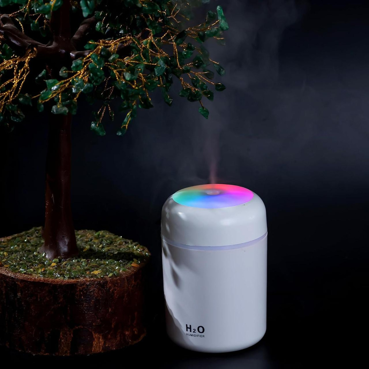 Humidifiers With Colorful Light For Room Bedroom Office Car (white) Don T U