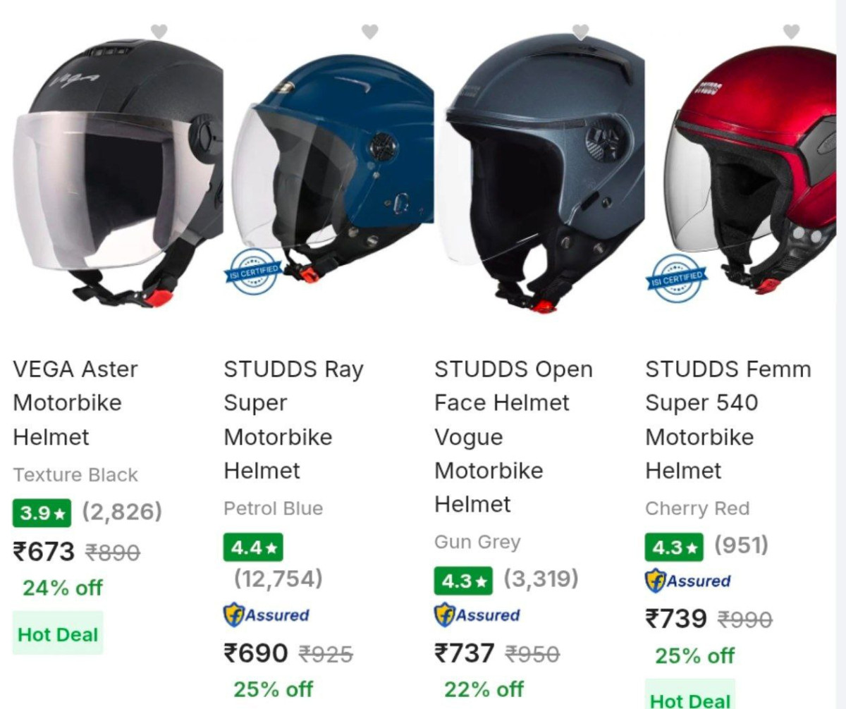 Grab Studds Vega Helmets